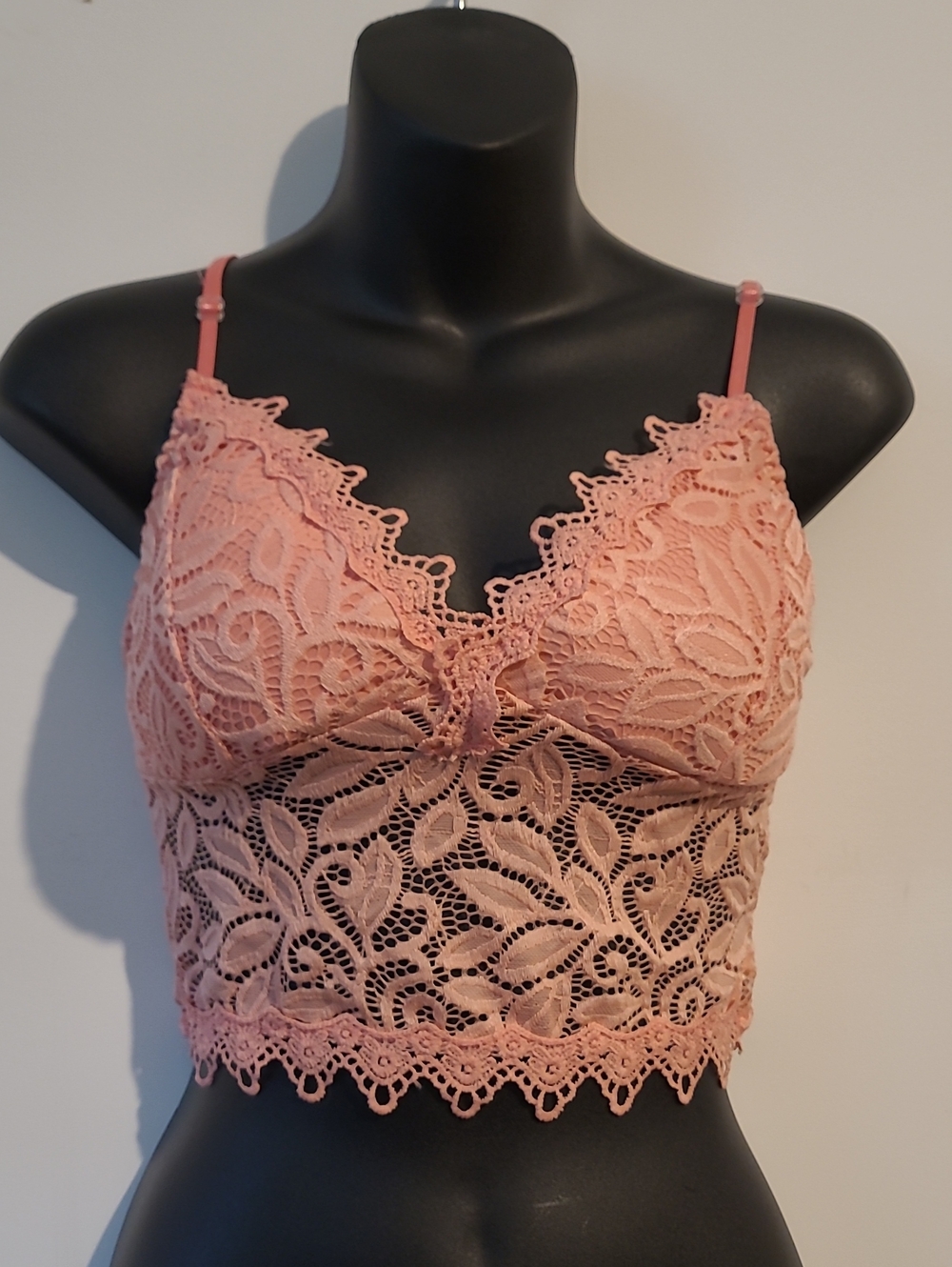 NWOT Sexy Pink Lace Longline Bralette Cami Size Small